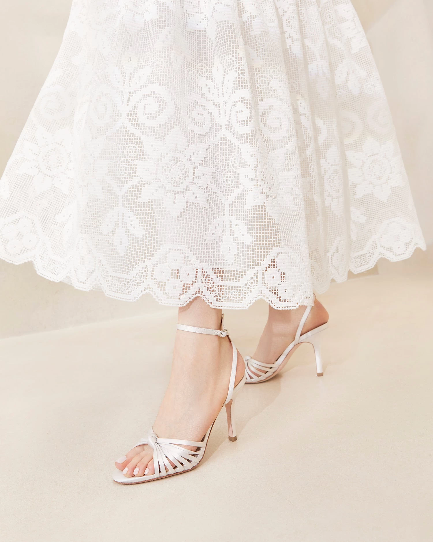 Loeffler Randall Ada Cream Knot Heeled Sandal 5 Loeffler Randall Ada Cream Knot Heeled Sandal - Image 5