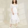 Loeffler Randall Addison Cream Puff-Sleeve Dress