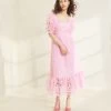 Loeffler Randall Addison Pink Puff-Sleeve Dress