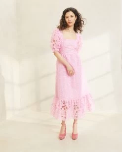 Loeffler Randall Addison Pink Puff-Sleeve Dress