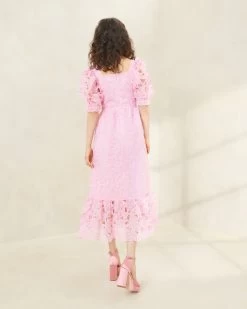 Loeffler Randall Addison Pink Puff-Sleeve Dress -Outlet Velin Studio Store ADDISON PINK 4364