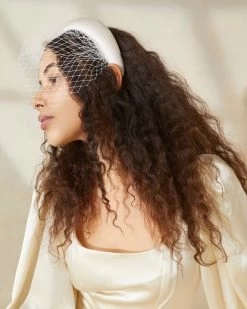 Loeffler Randall Adora Cream Veiled Headband -Outlet Velin Studio Store ADORA SATM CREAM 3