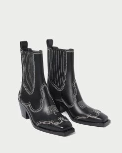 Loeffler Randall Agnes Black/Cream Western Boot 7 Loeffler Randall Agnes Black/Cream Western Boot -Outlet Velin Studio Store AGNES VA BLKCR 3