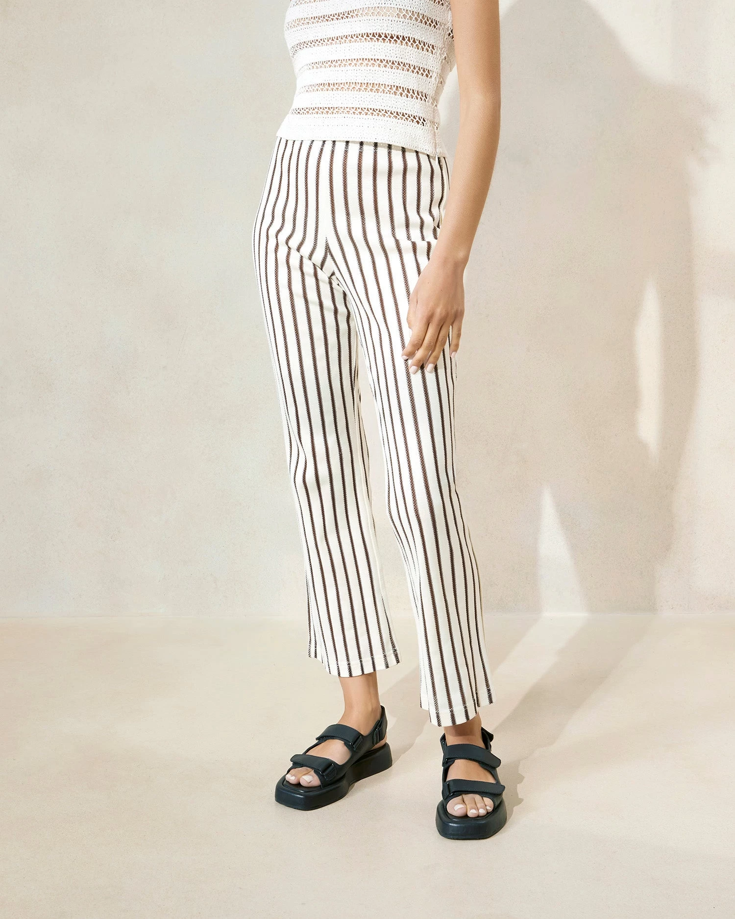 Loeffler Randall Alex Brown Striped Pant 1 Loeffler Randall Alex Brown Striped Pant