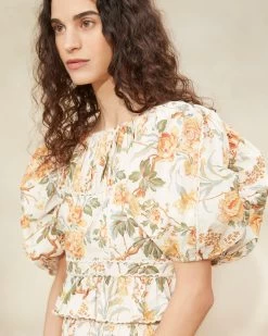 Loeffler Randall Anna Floral Puff-Sleeve Peplum Top -Outlet Velin Studio Store ANNA CBFFL 069copy2 1