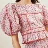 Loeffler Randall Anna Strawberry Puff-Sleeve Peplum Top