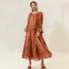 Loeffler Randall Antoinette Terracotta Tiered Lace Dress