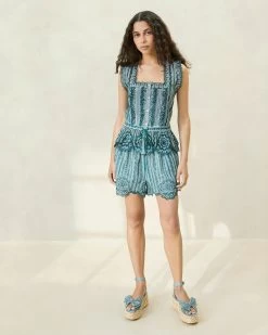 Loeffler Randall Arden Green Gingham Scalloped Blouse 5 Loeffler Randall Arden Green Gingham Scalloped Blouse -Outlet Velin Studio Store ARDEN CTN MGRGI 003copy2