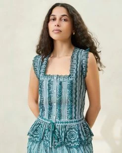 Outlet Velin Studio Store 7 Loeffler Randall Arden Green Gingham Scalloped Blouse