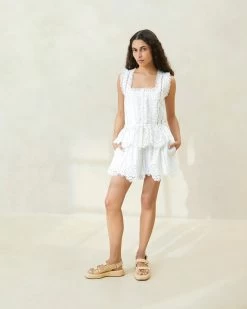 Loeffler Randall Arden White Scalloped Blouse -Outlet Velin Studio Store ARDEN CTN WHITE 005copy 18b488b7 eb9c 4db1 9db6 0e674801ccf5