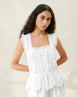 Loeffler Randall Arden White Scalloped Blouse