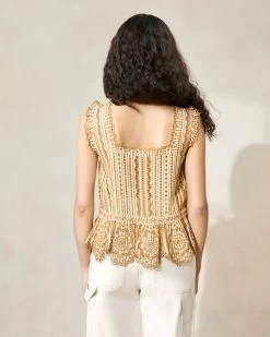 Loeffler Randall Arden Brown Striped Scalloped Blouse 5 Loeffler Randall Arden Brown Striped Scalloped Blouse -Outlet Velin Studio Store ARDEN SE BROST 061copy 588b0f2b 7562 46d2 a62d 34719b7f8657