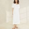 Loeffler Randall August White Puffed Sleeve Dress