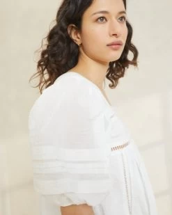 Loeffler Randall August White Puffed Sleeve Dress -Outlet Velin Studio Store AUGUST WHITE 2239