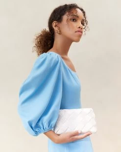 Loeffler Randall Auzeen Cream Mini Woven Clutch -Outlet Velin Studio Store AUZEEN WSAT CREAM 039copy