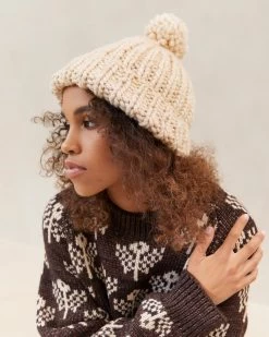 Loeffler Randall Ava Cream Knit Pompom Hat -Outlet Velin Studio Store AVA WO CREAM 052copy