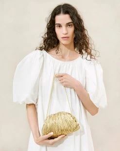 Loeffler Randall Bailey Oro Pleated Dome Clutch -Outlet Velin Studio Store BAILEY PLA ORO 034copy 1