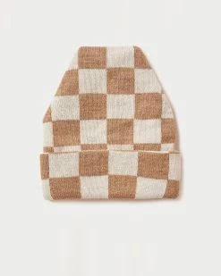 Loeffler Randall Bartlet Camel Checker Knit Beanie