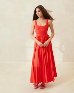 Loeffler Randall Bea Poppy Pleated Dress