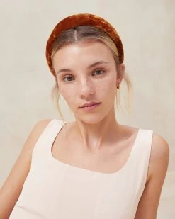 Loeffler Randall Bellamy Ochre Velvet Headband -Outlet Velin Studio Store BELLAMY VL OCHRE 3