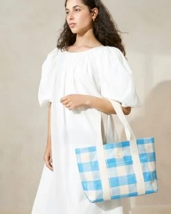 Loeffler Randall Bennett Blue Gingham Medium Tote -Outlet Velin Studio Store BENNETT WVNP BLUGI 016copy