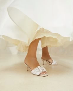Loeffler Randall Bianca Cream Kitten Heel Mule -Outlet Velin Studio Store BIANCA SATN CREAM 5 1