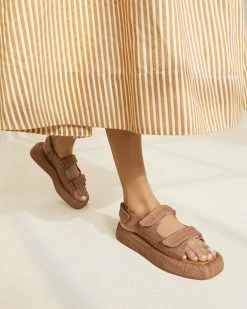 Loeffler Randall Blaise Brown Raffia Platform Sandal -Outlet Velin Studio Store BLAISE R BROWN 1215