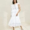 Loeffler Randall Brynn Ivory Flutter-Sleeve Lace Dress