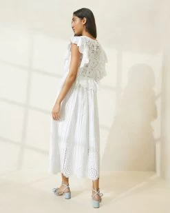 Loeffler Randall Brynn Ivory Flutter-Sleeve Lace Dress -Outlet Velin Studio Store BRYNN IVORY 4005