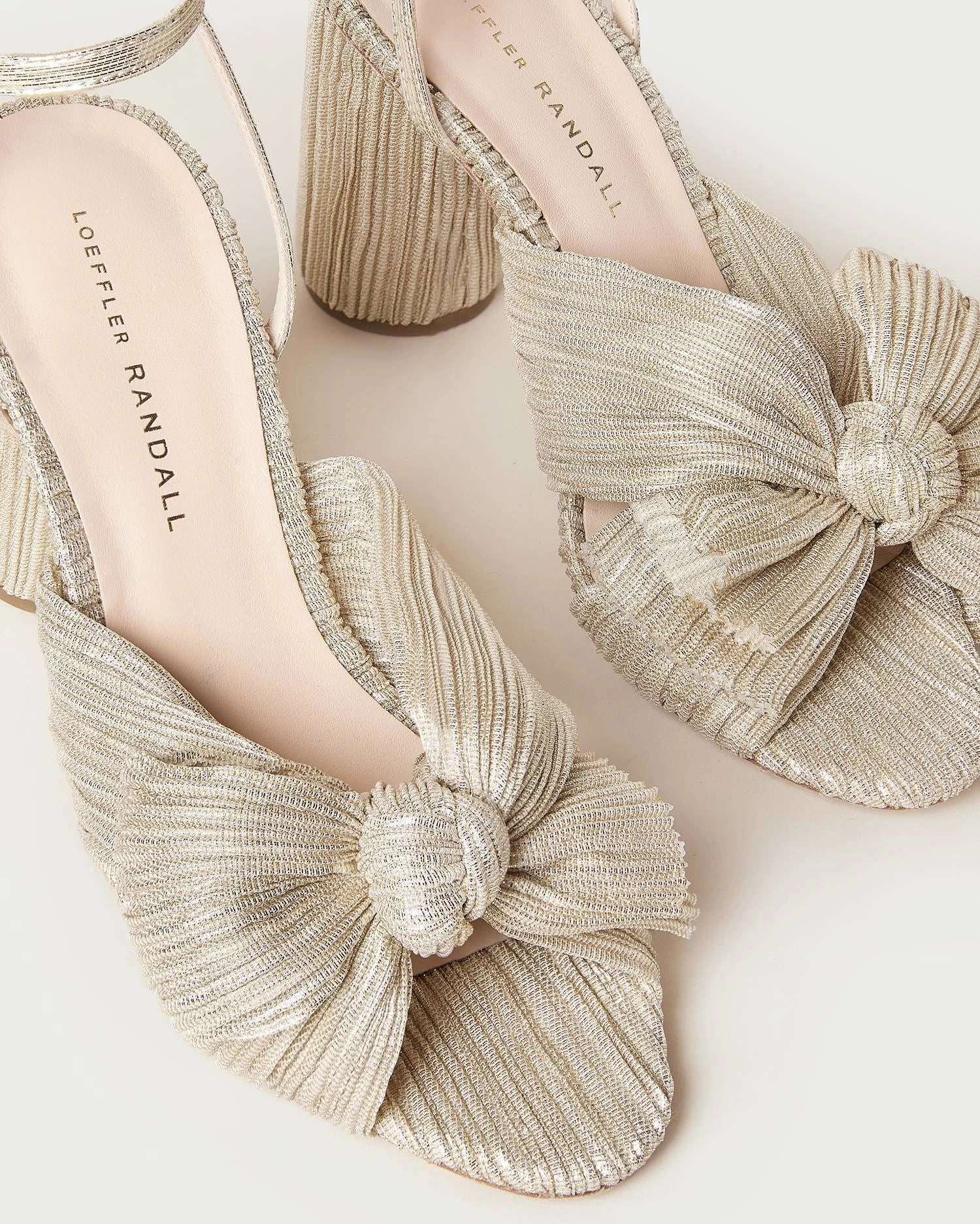 Loeffler Randall Camellia Platinum Pleated Bow Heel 2 Loeffler Randall Camellia Platinum Pleated Bow Heel - Image 2