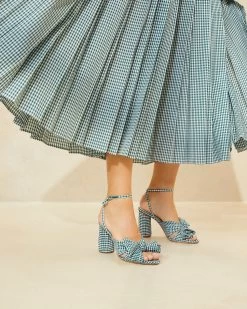 Loeffler Randall Camellia Green Gingham Bow Heel -Outlet Velin Studio Store CAMELLIA PLFA MGRGI 007copy