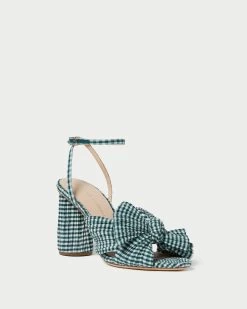 Loeffler Randall Camellia Green Gingham Bow Heel