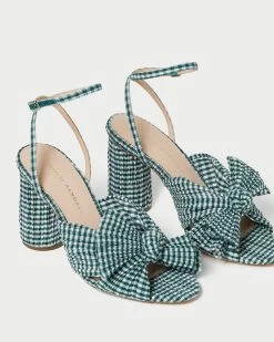 Loeffler Randall Camellia Green Gingham Bow Heel -Outlet Velin Studio Store CAMELLIA PLFA MGRGI 3 1