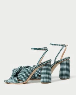 Loeffler Randall Camellia Green Gingham Bow Heel -Outlet Velin Studio Store CAMELLIA PLFA MGRGI 4 1