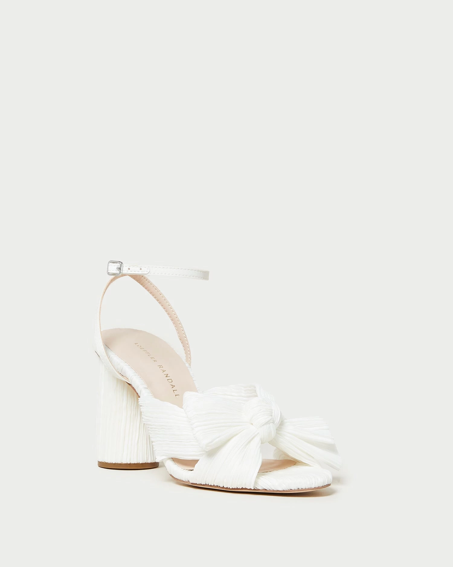 Loeffler Randall Camellia White Pleated Bow Heel 1 Loeffler Randall Camellia White Pleated Bow Heel