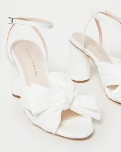 Loeffler Randall Camellia White Pleated Bow Heel -Outlet Velin Studio Store CAMELLIA PLFV WHITE 3 1