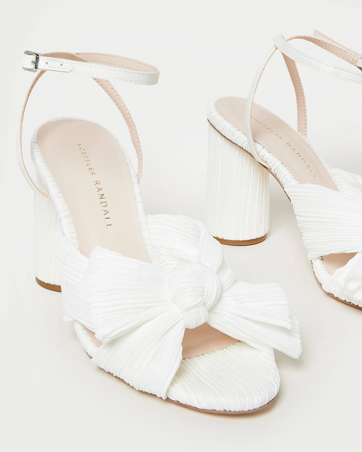 Loeffler Randall Camellia White Pleated Bow Heel 3 Loeffler Randall Camellia White Pleated Bow Heel - Image 3
