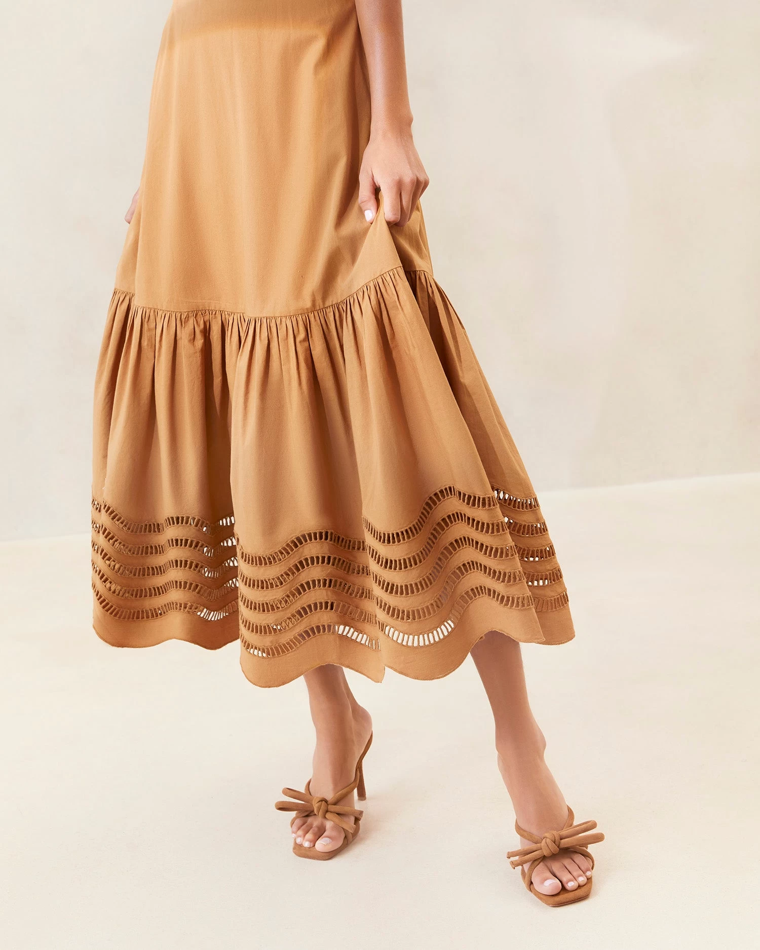 Loeffler Randall Carine Chocolate Embroidered Midi Dress 2 Loeffler Randall Carine Chocolate Embroidered Midi Dress - Image 2
