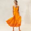Loeffler Randall Carine Marigold Embroidered Midi Dress