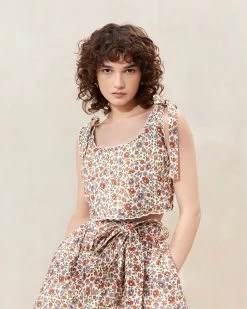 Loeffler Randall Cece Cream Floral Quilted Top