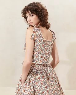 Loeffler Randall Cece Cream Floral Quilted Top -Outlet Velin Studio Store CECE QCTN CRFFL 3copy