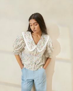 Loeffler Randall Chantal Floral Puff-Sleeve Blouse