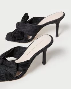 Loeffler Randall Claudia Black Pleated Bow Mule -Outlet Velin Studio Store CLAUDIA PLFA BLACK 4 1