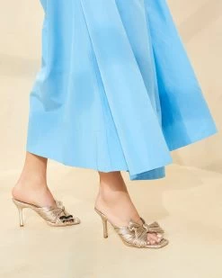 Loeffler Randall Claudia Champagne Pleated Bow Mule 9 Loeffler Randall Claudia Champagne Pleated Bow Mule -Outlet Velin Studio Store CLAUDIA PLSF CHAMP 073copy 1