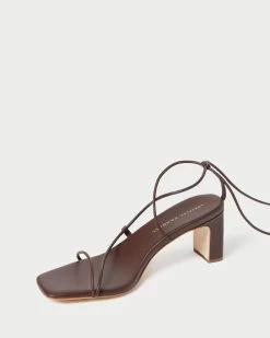 Loeffler Randall Cosette Chocolate Ankle Wrap Heel -Outlet Velin Studio Store COSETTE N CHOCO 4 1