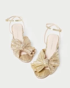 Loeffler Randall Dahlia Gold Pleated Bow Heel 7 Loeffler Randall Dahlia Gold Pleated Bow Heel -Outlet Velin Studio Store DAHLIA PLA GOLD 3