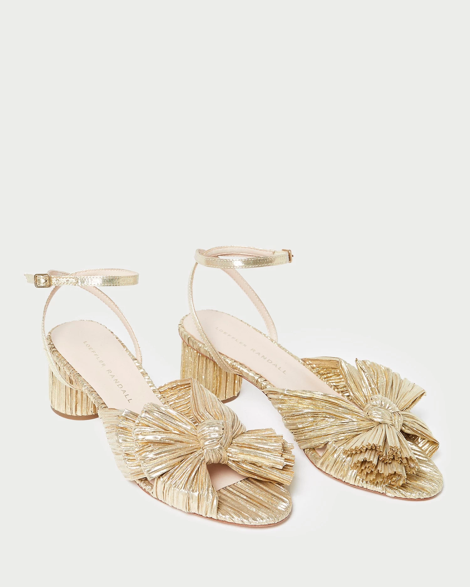 Loeffler Randall Dahlia Gold Pleated Bow Heel 4 Loeffler Randall Dahlia Gold Pleated Bow Heel - Image 4