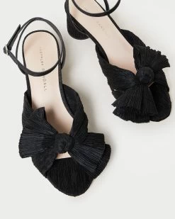 Loeffler Randall Dahlia Black Pleated Bow Heel -Outlet Velin Studio Store DAHLIA PLFA BLACK 3 1