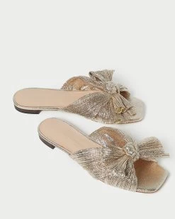 Loeffler Randall Daphne Champagne Bow Slide -Outlet Velin Studio Store DAPHNE PLA CHAMP 3