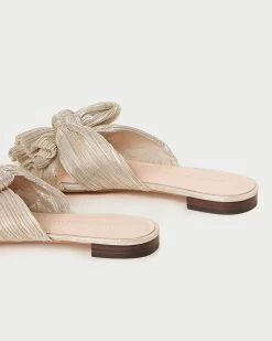 Loeffler Randall Daphne Platinum Pleated Bow Slide -Outlet Velin Studio Store DAPHNE PLA PLTNM 4